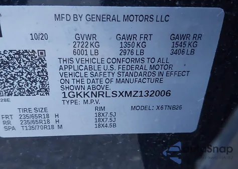 2021 GMC Acadia Awd Sle from USA, damaged, VIN 1GKKNRLSXMZ132006